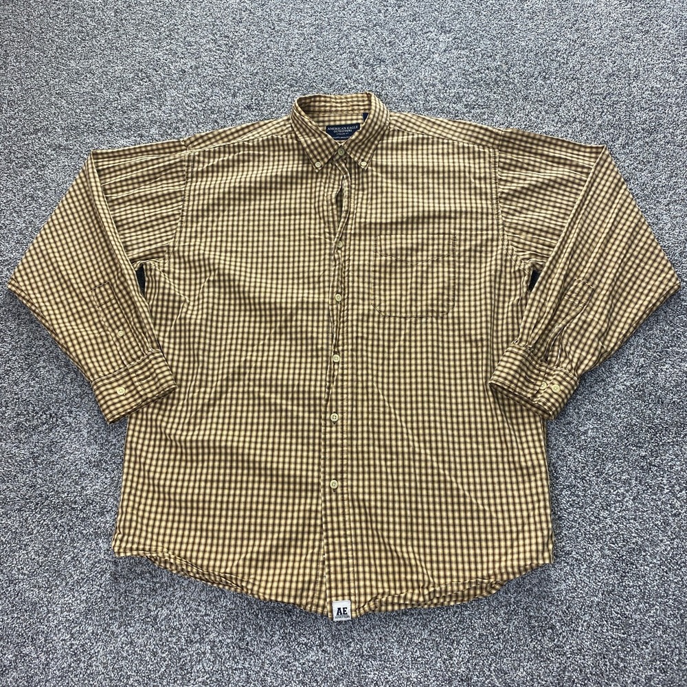 American Eagle Shirt Mens M Brown Long Sleeve Button Up Casual Preppy Cotton